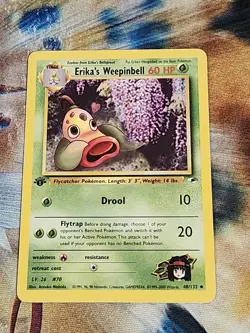 2000 Pokemon Gym Heroes 1st Edition - Erika's Weepinbell 48/132 Uncommon - LP - Image 1