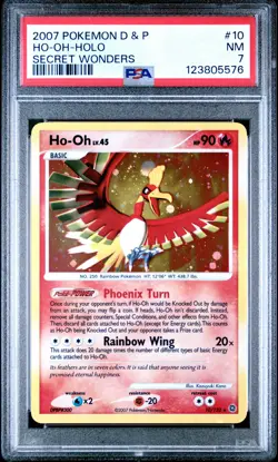 2007 POKEMON DIAMOND & PEARL SECRET WONDERS #10 HO-OH-HOLO PSA 7 - Image 1