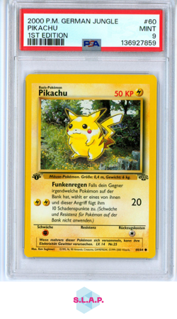PIKACHU 1ST EDITION POKEMON GERMAN JUNGLE 2000 60 PSA 9 - Image 1