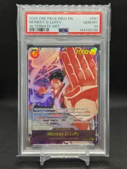 2025 One Piece Anime 25th Monkey D. Luffy Alternate Art #EB02-061 PSA 10 - Image 1