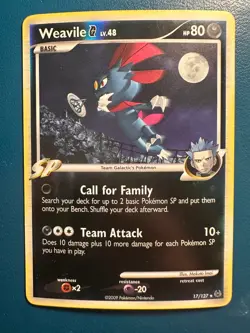 Weavile G 17/127 Holo Rare Platinum Reverse Holo Pokemon Card MINT - Image 1