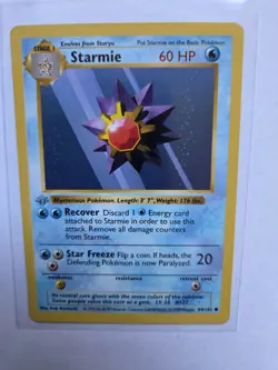 Pokemon Starmie 1st Edition Common Card Base Set Shadowless 64/102 60 HP 1999 - Image 1