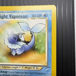 Pokemon TCG Light Vaporeon Neo Destiny Card 52/105 Unlimited Uncommon - MP - Image 4