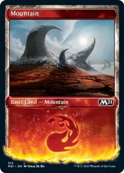 MTG Mountain (312) - Foil - Showcase, Core Set 2021, Lightly Played, English - Image 1
