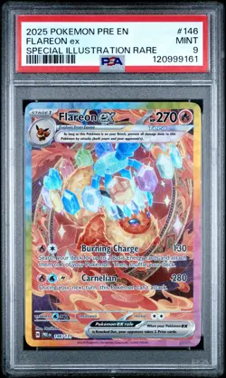 2025 POKEMON PRE EN-PRISMATIC EVOLUTIONS #146 FLAREON EX PSA 9 - Image 1