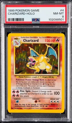 Pokemon Charizard Base Set Unlimited Holo Rare #4 PSA 8 *NEW CERT* VERY CLEAN - Image 1