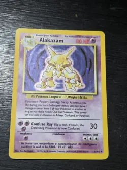Pokemon Alakazam 1/102 Base Set Unlimited Holo LP - Image 1