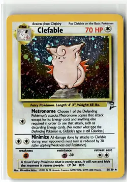 Clefable ⭐ 5/130 Holo Rare Base Set 2 2000 Pokemon LP - Image 1