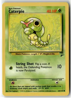 Caterpie ⭐ 68/130 Common Base Set 2 2000 Pokemon NM - Image 1