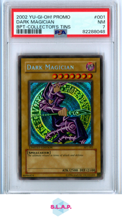 DARK MAGICIAN BPT-COLLECTOR'S TINS YU-GI-OH! PRM 2002 001 PSA 7 - Image 1