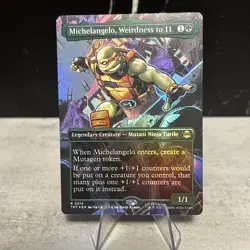Magic MtG: *Borderless Foil* Michelangelo, Weirdness to 11 (TMNT), NM - Image 1