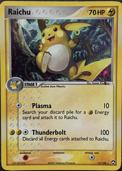 Raichu 12/108 Holo Rare Ex Power Keepers Pokemon Card MP - Image 1