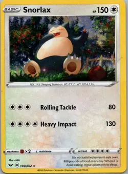 Pokemon TCG Snorlax 140/202 Sword Shield Cosmos Holo NM - Image 1