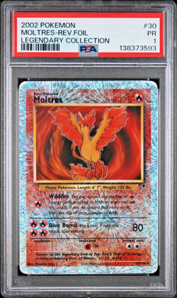 PSA 1 PR 2002 Pokemon Legendary Collection Moltres 30/110 Reverse Holo Foil Rare - Image 1