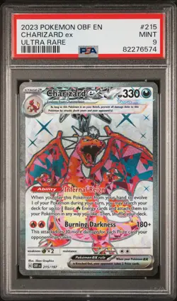 Pokemon TCG Charizard EX PSA 9 MINT 215 Obsidian Flames Ultra Rare - Image 1