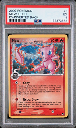 SWIRL PSA 5 2007 Pokemon Pop Series 5 Mew 3/17 Inverted Back Error Holo Rare - Image 1