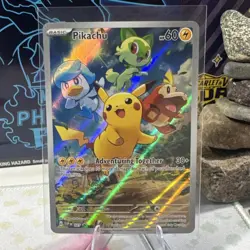 Pokemon Pikachu SVP 027 Scarlet & Violet Promo Full Art Holo Adventuring Togeth… - Image 1