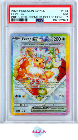 EEVEE EX PRE SUPER-PREMIUM COLL POKEMON SVP EN-SV BLCK STR PRM 2025 174 PSA 7 - Image 1