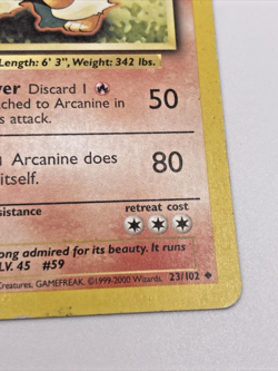 Arcanine # 23/102 RARE Wizards (1999-2000) Vintage Pokemon Trading Card - Image 3