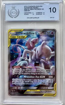 Mewtwo & Mew GX Tag Team PGS 10 (regrade PSA BGS) - SM 191 - Gem Mint Pokemon - Image 2