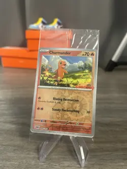 Pokemon 151 Charmander Gamestop Stamped Reverse Holo Promo 004/165 Sealed - Image 1