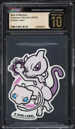 2023 Pokemon Japanese Stickers B-Side Label Mew & Mewtwo CGC 10 PRISTINE - Image 1