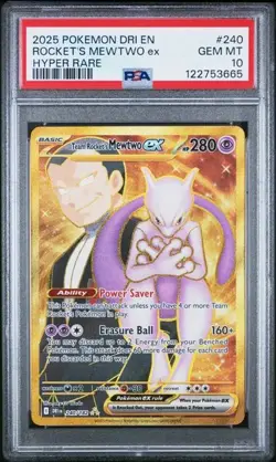 Rocket's Mewtwo Ex #240 2025 Pokemon Dri En-Destined Rivals PSA 10 Hyper Rare - Image 1