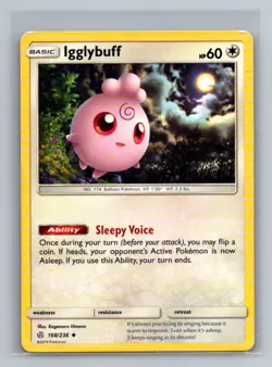 Igglybuff Normal Uncommon SM - Cosmic Eclipse SM12 Colorless 168/236 Pokemon Car - Image 1