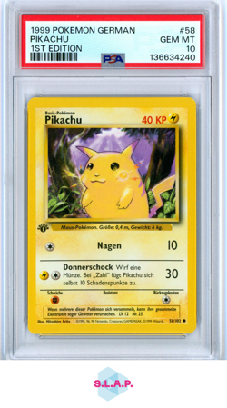 PIKACHU 1ST EDITION POKEMON GERMAN 1999 58 PSA 10 - Image 1
