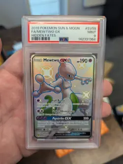 Pokemon PSA 9 Mewtwo GX SV59/SV94 Sun & Moon Hidden Fates Shiny Vault Mint - Image 1