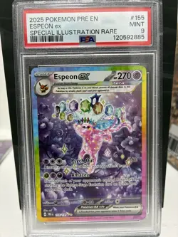 Pokemon TCG Prismatic Evolutions Espeon EX Sir 155/131 PSA 9 - Image 1