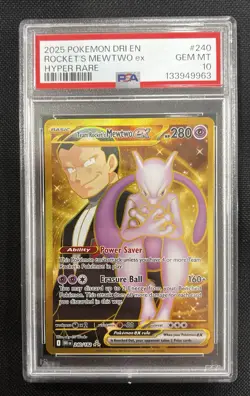 Pokemon Destined Rivals Team Rockets Mewtwo ex 240/182 Hyper Rare PSA 10 💎 MINT - Image 1