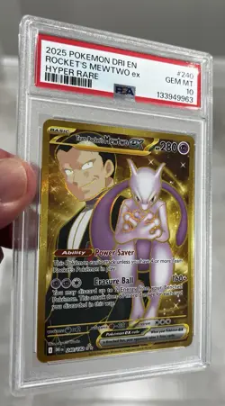Pokemon Destined Rivals Team Rockets Mewtwo ex 240/182 Hyper Rare PSA 10 💎 MINT - Image 3