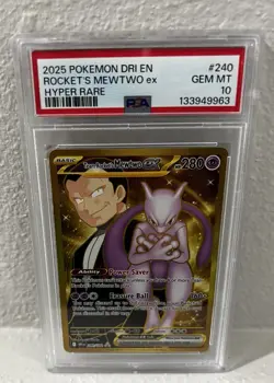 Pokemon Destined Rivals Team Rockets Mewtwo ex 240/182 Hyper Rare PSA 10 💎 MINT - Image 4