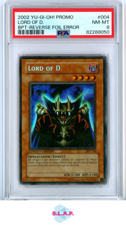 LORD OF D. BPT-REVERSE FOIL ERROR YU-GI-OH! PRM BPT-COLLEC TINS 2002 004 PSA 8 - Image 1