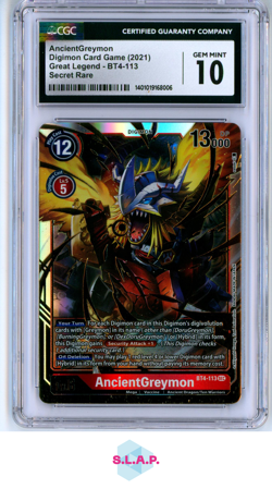 ANCIENTGREYMON GREAT LEGEND BT4-113 DIGIMON CARD GAME CGC 10 - Image 1