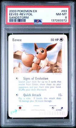 Eevee Reverse Holo PSA 8 2003 Pokemon Ex Sandstorm #63 - Image 1