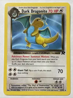 Dark Dragonite 22/82 Team Rocket Rare Unlimited Pokemon TCG Near Mint- Centered - Image 1