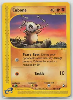 Cubone - Aquapolis 72/147 2002 - E Reader - Pokemon TCG - WOTC - 72/147 - Image 1