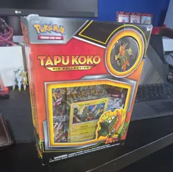 POKEMON TCG Tapu Koko Pin Collection Factory Sealed Box-3 Booster Packs,Pin,Foil - Image 2