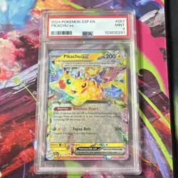 Pokemon Pikachu ex 057/191 Sv08 Double Rare Full Art Holo PSA 9 English 2024 - Image 1