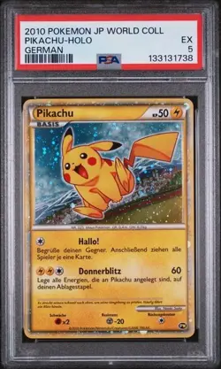 PSA 5 2010 POKEMON JAPANESE WORLD COLLECTION PIKACHU-HOLO GERMAN - Image 1