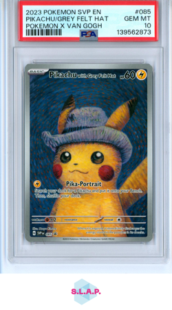 PIKACHU/GREY FELT HAT X VAN GOGH POKEMON SVP EN-SV BLCK STR PRM 2023 085 PSA 10 - Image 1