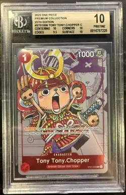 2022 One Piece Premium Collection 25th Edition Tony Tony Chopper BGS 10 PRISTINE - Image 1