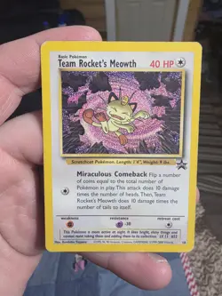 Pokemon Team Rockets Meowth 18 Black Star Promo Rare Card WOTC HP - Image 1