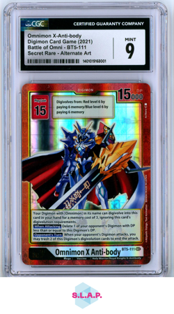 OMNIMON X-ANTI-BODY BATTLE OF OMNI ALTERNATE ART BT5-111 DIGIMON CARD GAME CGC 9 - Image 1