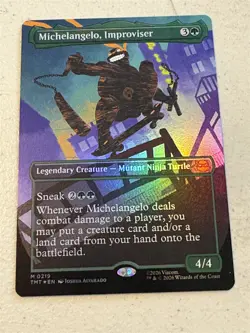 mtg borderless foil Michelangelo Improviser, TMNT, unplayed - Image 1