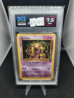 2000 Pokemon Mewtwo #14 WOTC Mewtwo Strikes Back Black Star Promo Graded 7.5 - Image 1