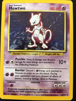 Pokemon TCG Mewtwo Base Set 10/102 Holo - Image 1