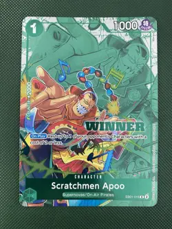 Scratchmen Apoo WINNER 2025 One Piece TCG Card Game EB01 015 Promo - Image 1